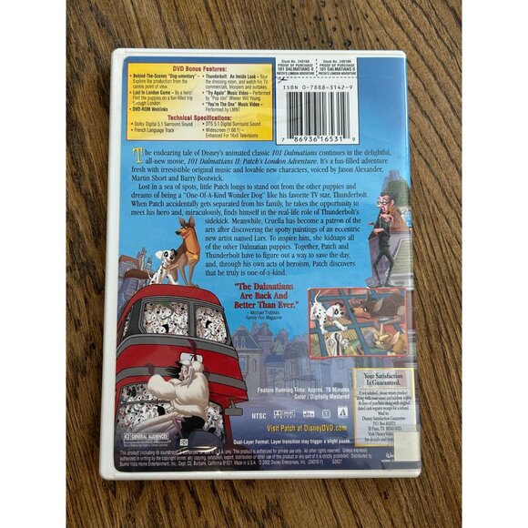 101 Dalmatians II Patch's London Adventure 2002 Disney DVD Kids Movie Pre-Owned - Picture 4 of 4